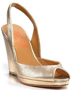 michael kors gold slingback wedges|Michael Kors denim wedges.